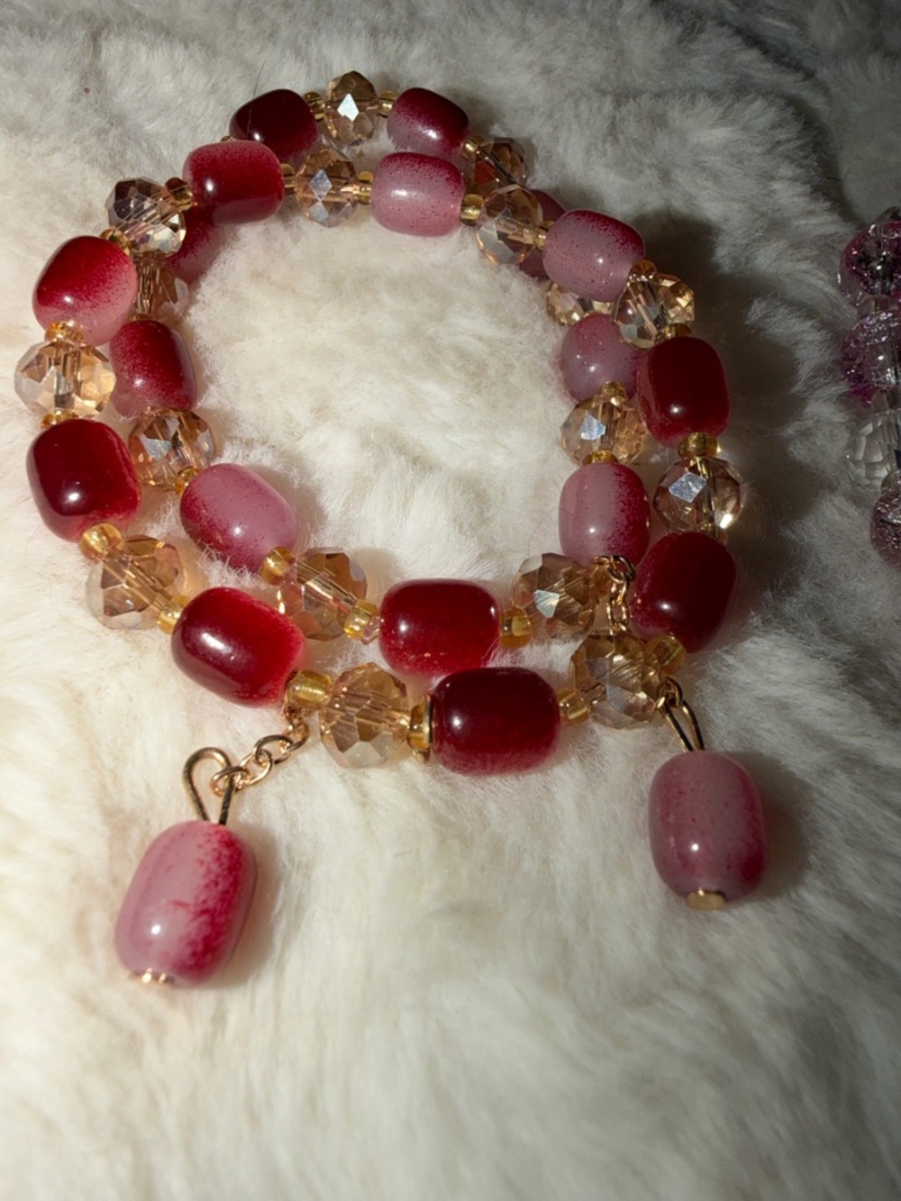 Burgundy and Multicolor Beaded Bracelet Set - 4 in total - Picture 2 of 3